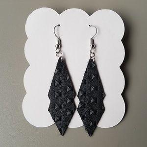 Black faux leather earrings